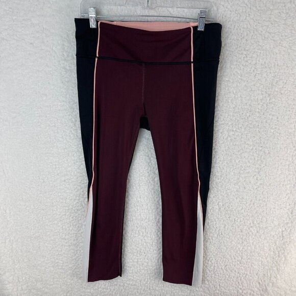 Athleta‎ Velocity Stash Pocket Crop Leggings Womens Colorblock Stretch Size M - Picture 1 of 16